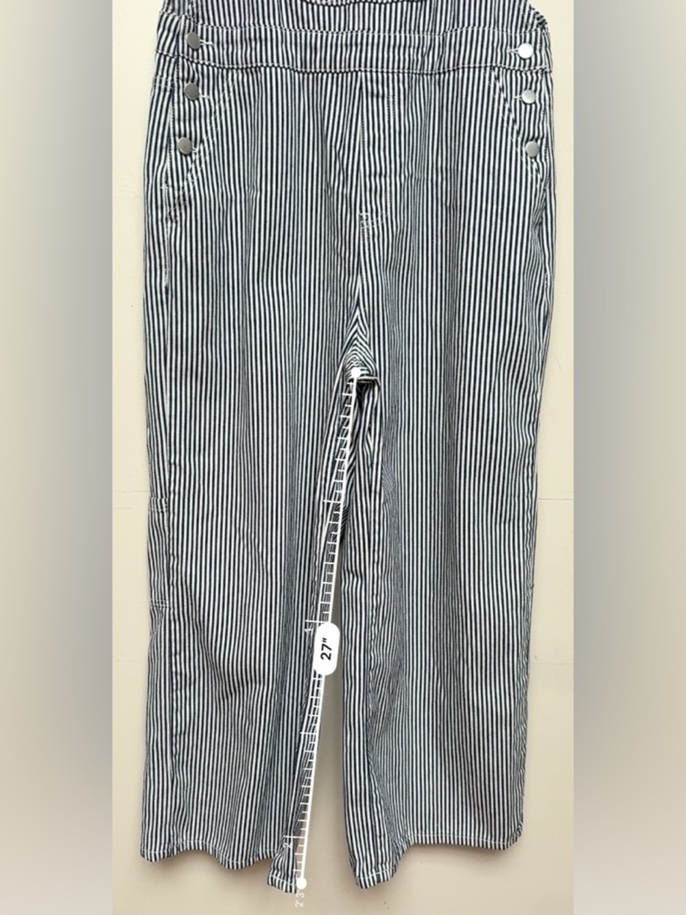 Cider Striped Wide Leg Overalls Blue White Size Large - Picture 14 of 15